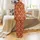 Bridesmaids' & Bridal Elegant Burnt Orange White Golden Champagne Flutes Pattern Satin Pajamas Set Satin Pajamas Set - 4likn1zxub