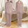 Women's Elegant Blush Pink White Bridal Script Rose Lily Outline Pattern Satin Pajamas Set Satin Pajamas Set - 1