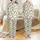 Women's Rustic Off-White Hand-Drawn Houseplant Macrame & Succulent Pattern in Olive Sage Green Tones Satin Pajamas Set Satin Pajamas Set - 1
