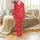 Women's Vibrant Crimson Red Assorted Flat White Polka Dot Graphic Satin Pajamas Set Satin Pajamas Set - 2