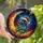 Space Dreamers' Tiffany Stained Glass Astronaut Moonscape Golden Teal Orange Jewel Tone Pattern Stained Glass Suncatcher - 1