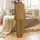 Women's Vintage Chinese Toile Forest Silk Blend Loungewear Pajamas: Sepia & Gold Satin Pajamas Set - 3