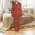 Cozy Christmas Loungewear: Faux Yarn Gingerbread Man Knit Design Satin Pajamas Set - 2