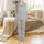 Women's Micro Plaid Pajamas: 100% Cotton Flannel Grey Charcoal Sleep Set Satin Pajamas Set - 2
