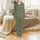 Bridesmaid Wedding Party: Olive Green Botanical Vine White Gold Lined Rayon Sleep Set Satin Pajamas Set - 2