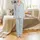 Cozy Teddy Bear Pajamas: Sleepy Cartoon Crochet Style Print - Baby Blue Loungewear Set Satin Pajamas Set - 2