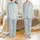 Cozy Teddy Bear Pajamas: Sleepy Cartoon Crochet Style Print - Baby Blue Loungewear Set Satin Pajamas Set - 1