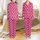 Unisex Custom Pet Lover Pajamas: Shiba Inu Face & Paw Print Magenta All-Over Design Satin Pajamas Set - 1
