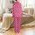 Unisex Custom Pet Lover Pajamas: Shiba Inu Face & Paw Print Magenta All-Over Design Satin Pajamas Set - 3