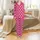 Unisex Custom Pet Lover Pajamas: Shiba Inu Face & Paw Print Magenta All-Over Design Satin Pajamas Set - 2