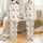 Joyful Christmas Celebration: Whimsical Nativity Scene, Angels, Golden Stars & "Joy to the World" Script Design Satin Pajamas Set - 1