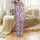 Wine Lover Women's Short Satin Pajamas: Stylized Bottle & Grape Pattern - Lavender Sleep Set Satin Pajamas Set - 3