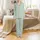Bride & Bridesmaid Personalized Satin Sleep Set: Sage Green Minimalist Botanical Line Art Satin Pajamas Set - 2