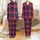 Personalized Couple's Deep Red Navy Plaid Heart Crown Flannel Sleep Set Satin Pajamas Set - 1