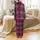 Personalized Couple's Deep Red Navy Plaid Heart Crown Flannel Sleep Set Satin Pajamas Set - 3