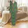 Women's Turquoise Poppy Hand Block Print Cotton Poplin Winter Loungewear Set Satin Pajamas Set - 2