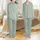 Personalized Bride Bridesmaid: Elegant Sage Green Pinstripe Monogram Satin Pajama Set Satin Pajamas Set - 1