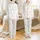Whimsical Bubbles & Clouds: Gentle Rose-Pink Connection Design with W Initials Satin Pajamas Set - 1