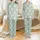 Bridesmaid & Bride Elegant Rose Lily Floral Script Pattern Robe Satin Pajamas Set - 1