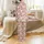Coquette Christmas Satin Sleep Set: Blush Pink Santa Bow Candy Cane Pattern Loungewear Satin Pajamas Set - 3
