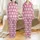 Family Matching Pink Christmas Pajamas: Whimsical Santa Faces & Snowflakes Print - Cozy Loungewear Set Satin Pajamas Set - 1