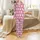 Family Matching Pink Christmas Pajamas: Whimsical Santa Faces & Snowflakes Print - Cozy Loungewear Set Satin Pajamas Set - 2