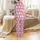 Family Matching Pink Christmas Pajamas: Whimsical Santa Faces & Snowflakes Print - Cozy Loungewear Set Satin Pajamas Set - 3