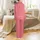 Women's Handmade Indian Cotton Nightwear Set: Vibrant Hot Pink Orange Geometric Stripe Satin Pajamas Set - 3
