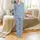 Bridal Party Personalized Satin Pajamas: Muted Blue Delicate Laurel Wreath Floral Sprig Set Satin Pajamas Set - 2