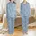 Bridal Party Personalized Satin Pajamas: Muted Blue Delicate Laurel Wreath Floral Sprig Set Satin Pajamas Set - 1