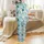 Baby Boys Girls Whimsical Turquoise Forest Fox Deer Moon Star Knit Lap Tee & Pants Sleepwear Pattern Set Satin Pajamas Set - 3