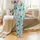 Baby Boys Girls Whimsical Turquoise Forest Fox Deer Moon Star Knit Lap Tee & Pants Sleepwear Pattern Set Satin Pajamas Set - 2