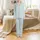Baby Serenity Blue Vintage Micro-Floral Botanical Bamboo Sleepwear Satin Pajamas Set - 2