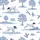 Women's Vintage Blue Toile Hunting Dog Satin Sleep Set: German Shorthaired Pointer Design Satin Pajamas Set - 4