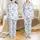 Women's Vintage Blue Toile Hunting Dog Satin Sleep Set: German Shorthaired Pointer Design Satin Pajamas Set - 1