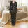 Festive Admirers' Seamless Intricate Multicolor Christmas String Light & Bold White Text Black Pattern Satin Pajamas Set - 2