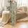 Christian Christmas Satin Pajamas: Sage Green Nativity Scene Folk Art Pattern Satin Pajamas Set - 2