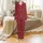 Personalized Family Christmas Pajamas Set: Maroon Red Snowflakes, Holly & Merry Script Polyester Sleepwear Satin Pajamas Set - 2