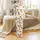 Dachshund Lovers: Mustard Onesie Dog Pattern Cozy Sleepwear - Cotton Boll & Star Anise Print Satin Pajamas Set - 2