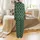 Bridal Party Satin Sleep Set: Custom Gold Initial White Rose Forest Green Design Satin Pajamas Set - 3