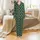 Bridal Party Satin Sleep Set: Custom Gold Initial White Rose Forest Green Design Satin Pajamas Set - 2