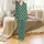 Botanical Elegance: Delicate White Sprigs & Interlocking Leaf Motifs Deep Forest Green Item Satin Pajamas Set - 2