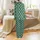 Botanical Elegance: Delicate White Sprigs & Interlocking Leaf Motifs Deep Forest Green Item Satin Pajamas Set - 3