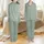 Romantic Sage Green Sweet Pea Rosebud 'Love Joy Forever' Rings Hearts Design Satin Pajamas Set - 1