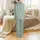 Romantic Sage Green Sweet Pea Rosebud 'Love Joy Forever' Rings Hearts Design Satin Pajamas Set - 3
