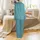 Men's Full Length Hooded Robe: Teal Organic Botanical Pattern - Turkish Cotton Terry Satin Pajamas Set - 3