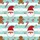 Festive Christmas Amigurumi Santa & Gingerbread Aqua Stripe Loungewear Set Satin Pajamas Set - 4