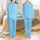 Women's Relaxed Fit Pajamas: Sky Blue Cloud Ripple Print - Snap Sleeve Cotton Bamboo Set Satin Pajamas Set - 1