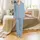 Bridesmaid & Bachelorette Dusty Blue Rose Floral Script Initial Satin Lounge Set Satin Pajamas Set - 2