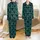 Personalized Family Pajamas: Forest Green Navy Plaid Reindeer Holiday Sleep Set Satin Pajamas Set - 1